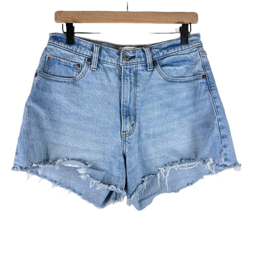 Abercrombie & Fitch Light Wash Curve Love 90s Relaxed Cutoff Shorts
